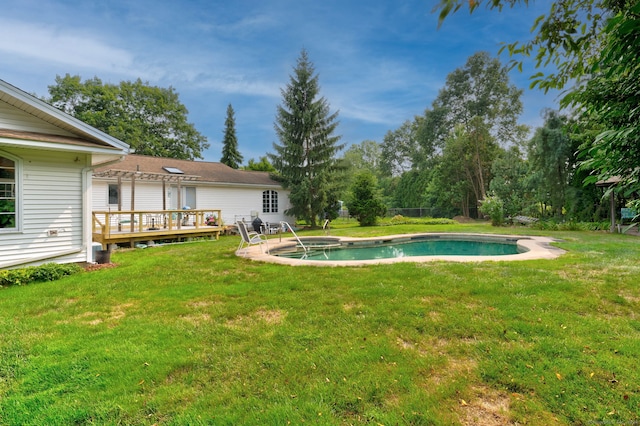 view of yard featuring a pool side deck