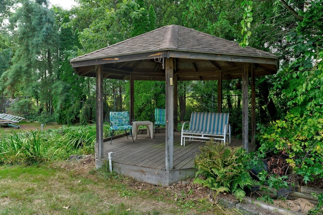 deck with a gazebo