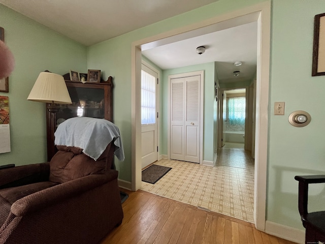 foyer entrance featuring hardwood / wood-style flooring