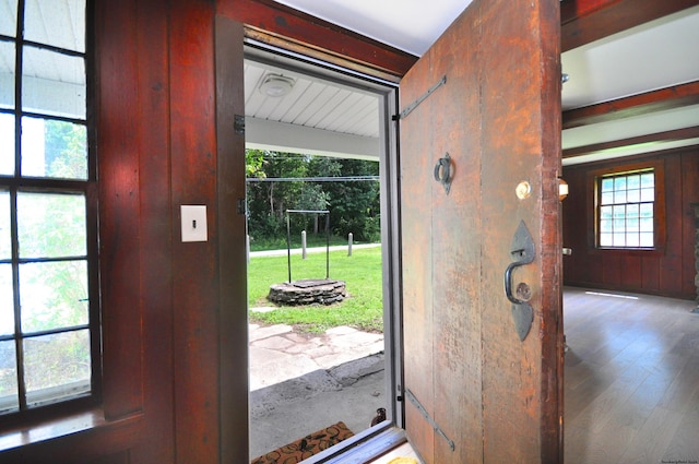 foyer entrance featuring hardwood / wood-style flooring