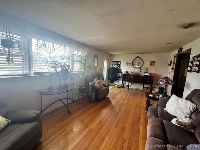 living area featuring light wood-style floors