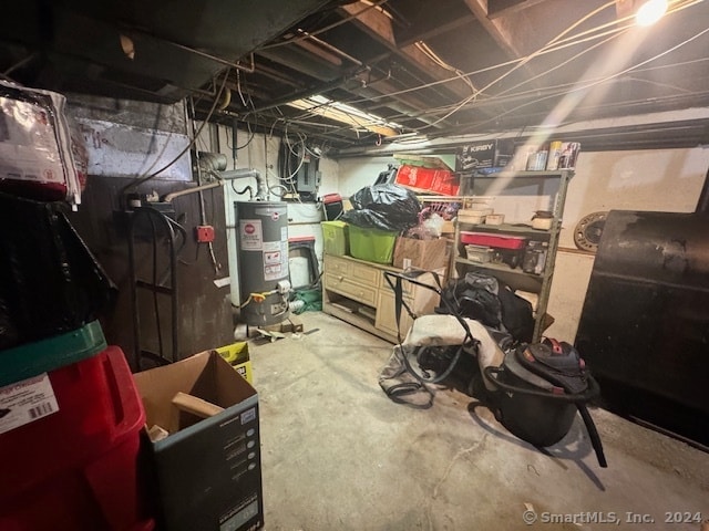 basement with gas water heater