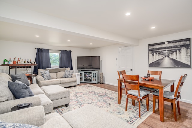 living room with hardwood / wood-style flooring