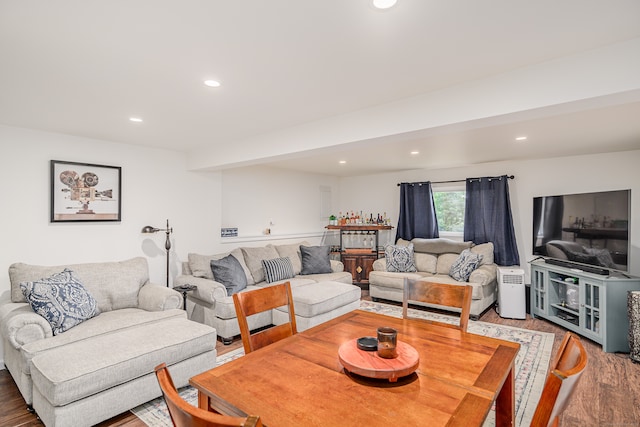 living room featuring light wood-type flooring