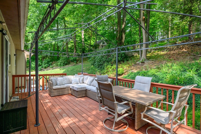 wooden deck with outdoor lounge area