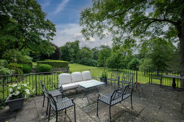 view of patio / terrace featuring an outdoor living space