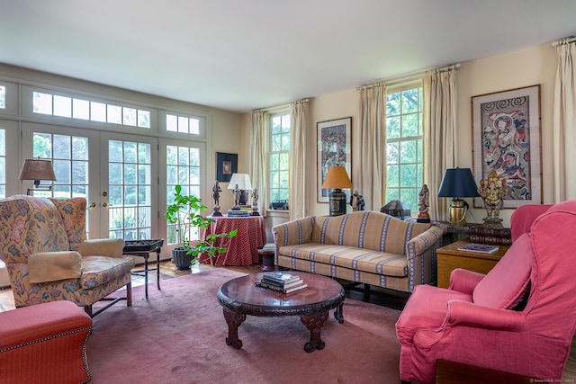 living room with french doors