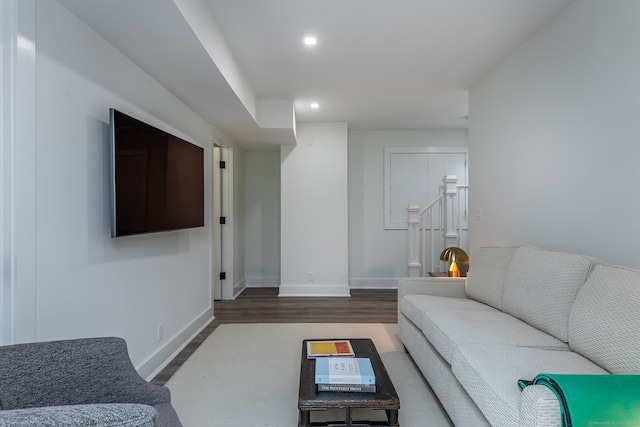 living room with wood-type flooring