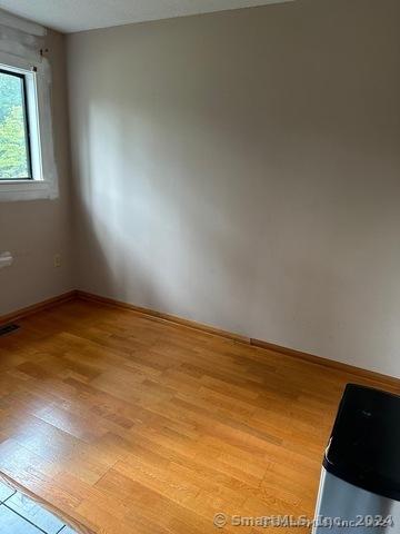 unfurnished room with light wood-type flooring