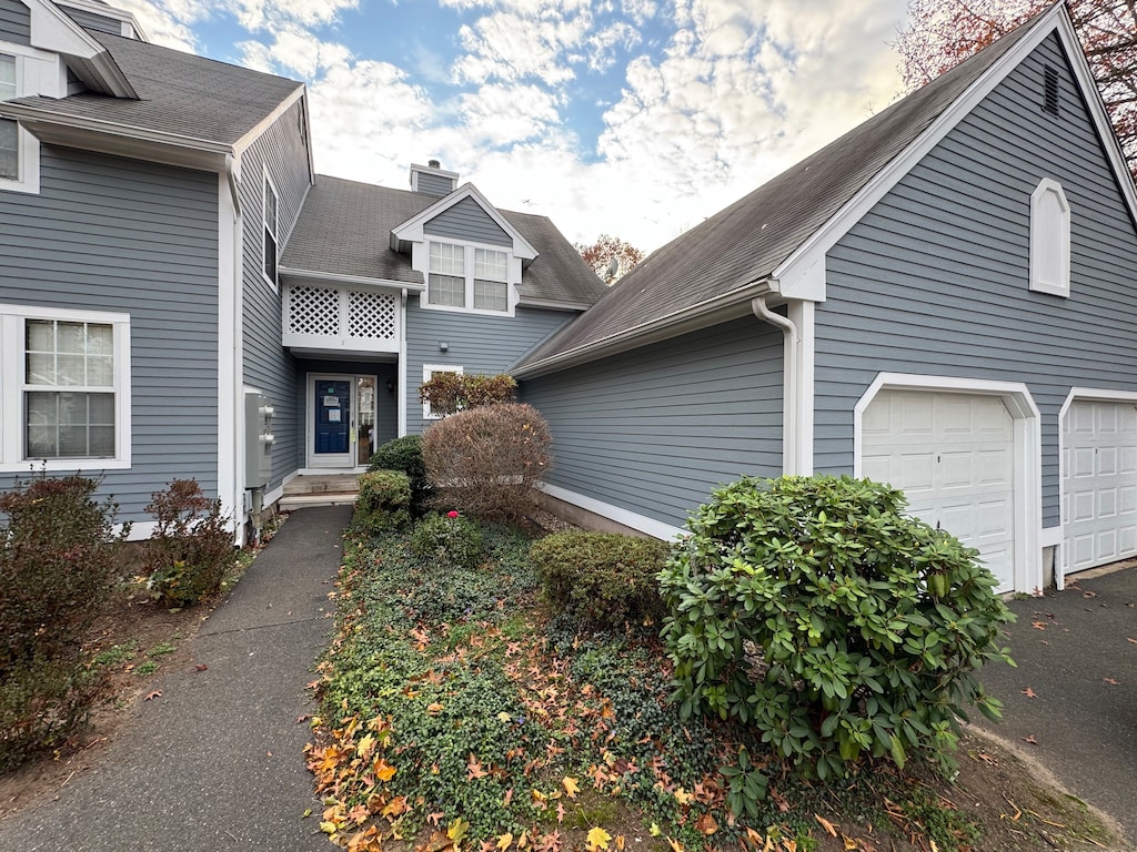 exterior space featuring a garage