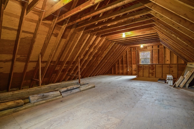 view of unfinished attic