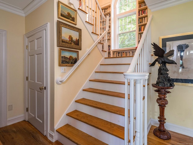 323 River Rd, Deep River, CT 06417 - stairway with crown molding, baseboards, and wood finished floors