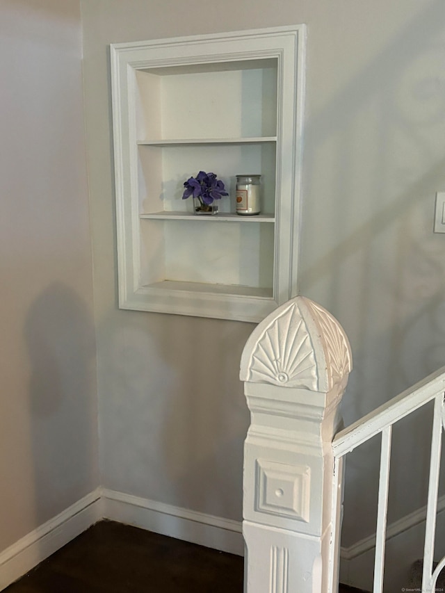 room details with built in features and wood-type flooring