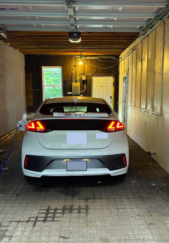 garage with a garage door opener