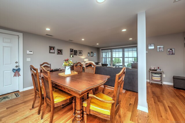 dining room with light hardwood / wood-style floors