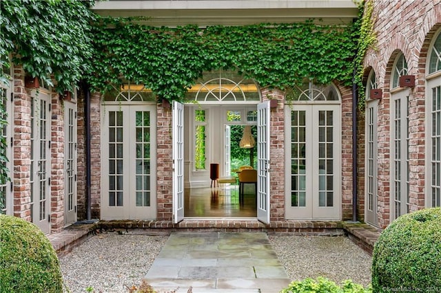 entrance to property featuring french doors