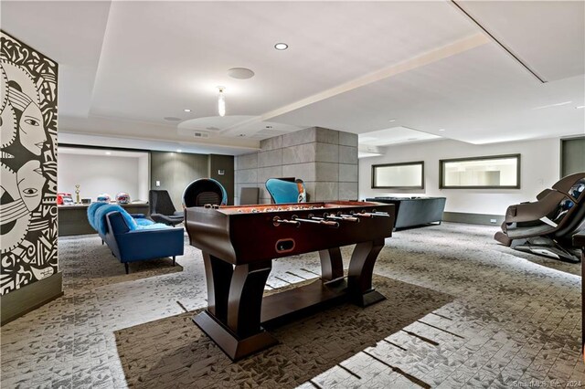 game room with carpet floors