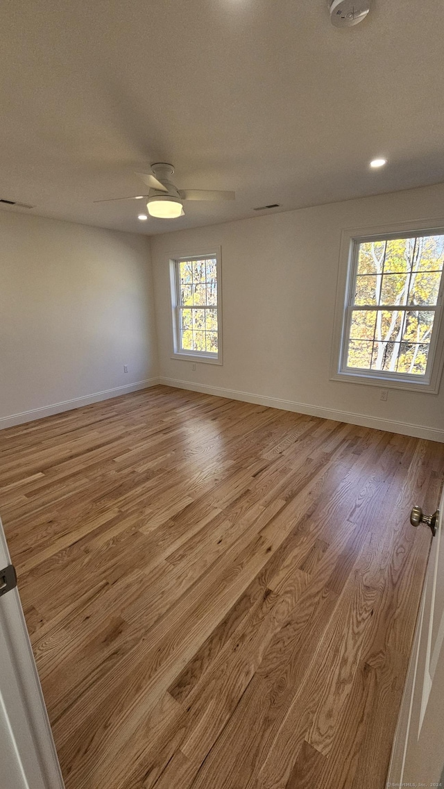 18 Summer Brook Way, Seymour, CT 06483 - empty room with wood finished floors, baseboards, a ceiling fan, and recessed lighting