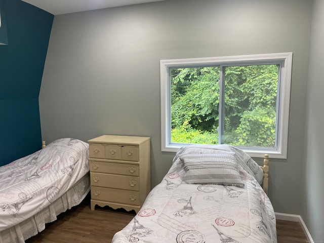 bedroom featuring dark hardwood / wood-style flooring