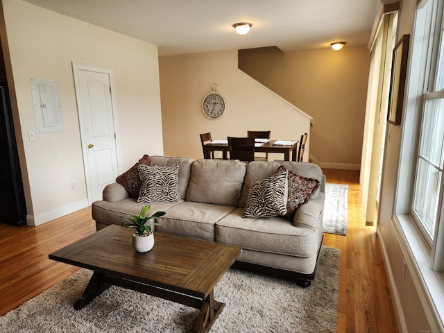 living room with hardwood / wood-style floors