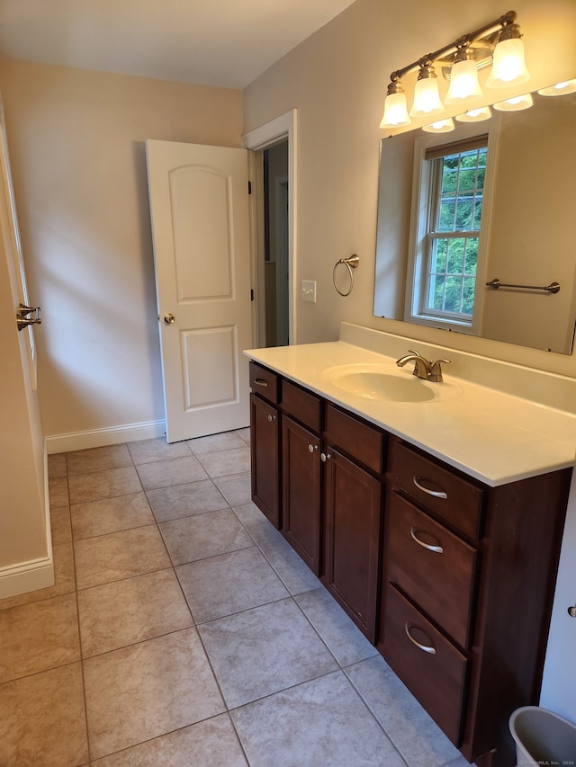 bathroom with vanity and tile patterned floors