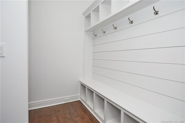 mudroom with dark wood-type flooring