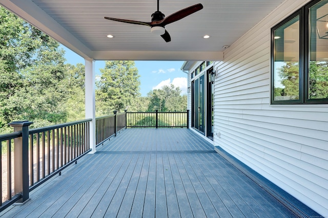 deck featuring ceiling fan