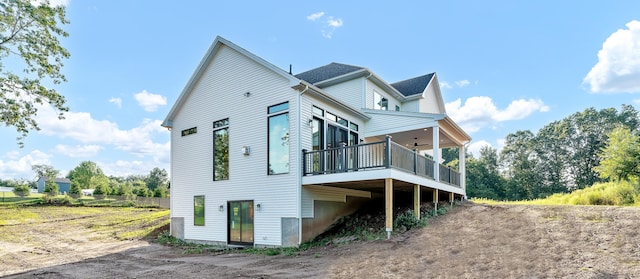 view of home's exterior featuring ceiling fan