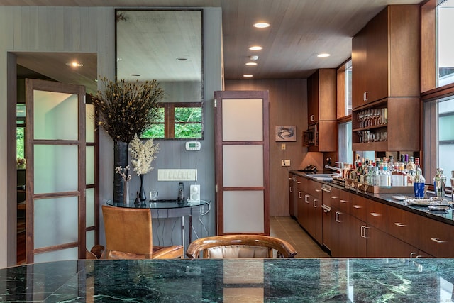 23 Mauwee Brook Way, Kent, CT 06757 - kitchen with a sink, recessed lighting, light tile patterned floors, and open shelves