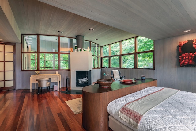 23 Mauwee Brook Way, Kent, CT 06757 - bedroom featuring wood ceiling, wood finished floors, and a fireplace