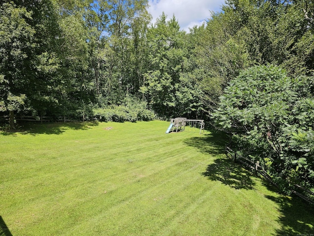 view of yard with a playground