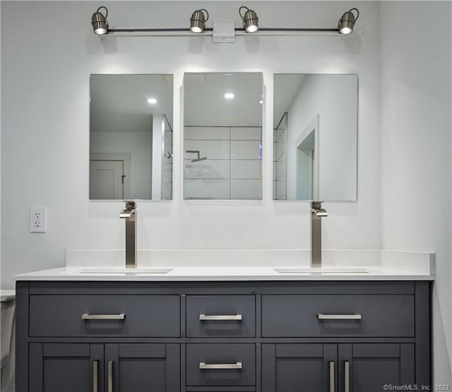 bathroom with double vanity