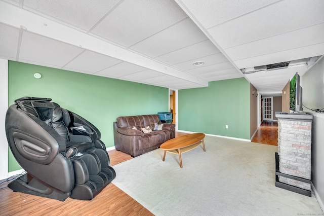 15 Huntington Ridge Rd, Wallingford, CT 06492 - living room with baseboards, a drop ceiling, and wood finished floors