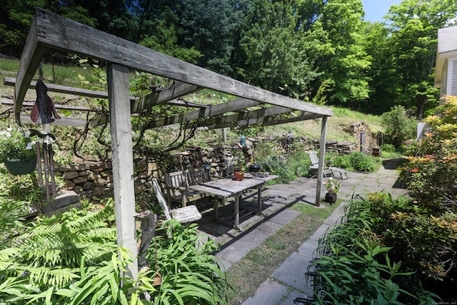 view of patio / terrace featuring a pergola