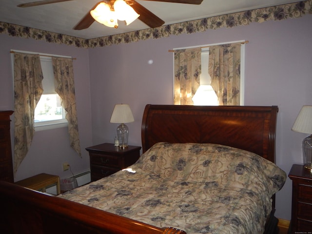 bedroom featuring ceiling fan