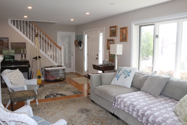 living room featuring hardwood / wood-style flooring