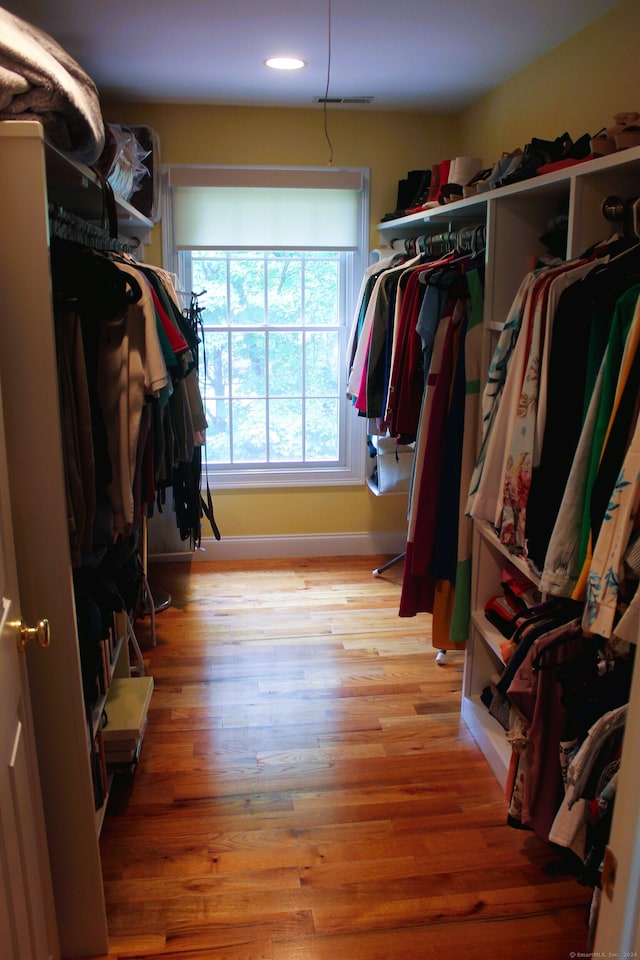 spacious closet with light wood-type flooring