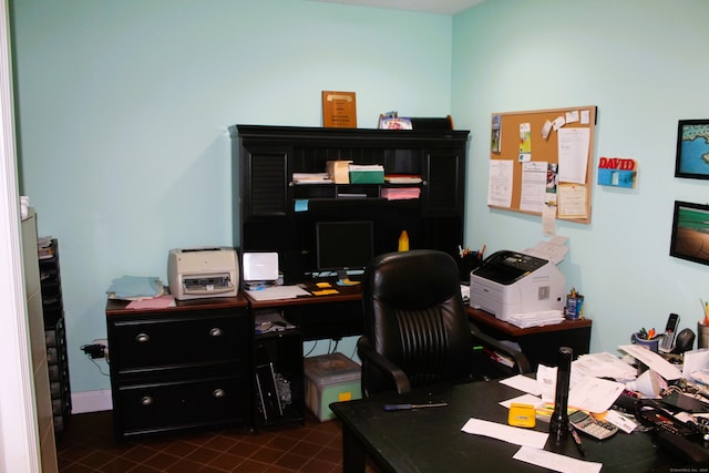 view of tiled home office