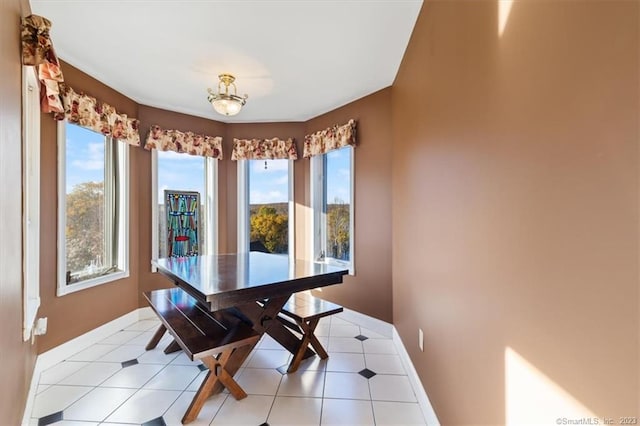 tiled dining room featuring plenty of natural light