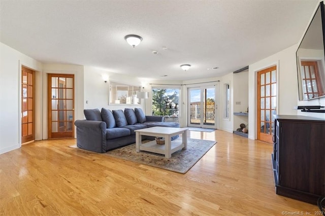 living room with light wood-type flooring