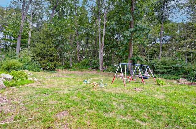 view of yard with a playground