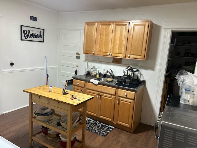 kitchen with sink and dark wood-type flooring