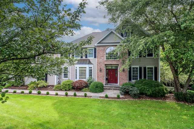 colonial house with a front lawn