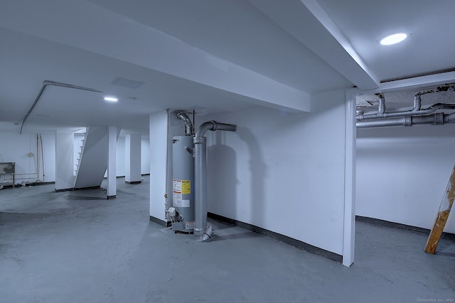 basement with water heater