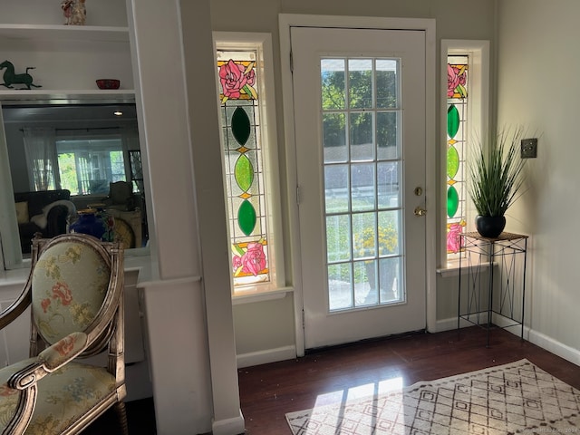 entryway with dark hardwood / wood-style floors