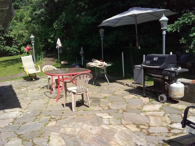 view of patio / terrace with outdoor dining area and grilling area