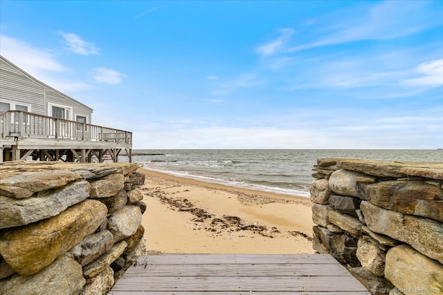 property view of water with a beach view