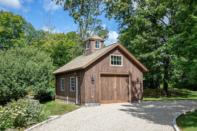 garage with wooden walls