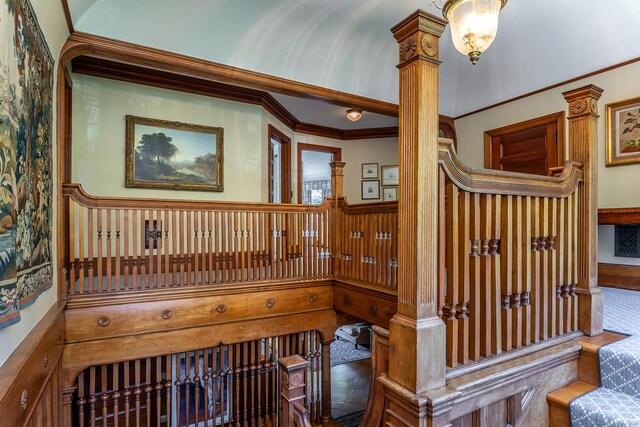 51 Ferry Bridge Rd, Washington, CT 06793 - stairs featuring decorative columns and crown molding