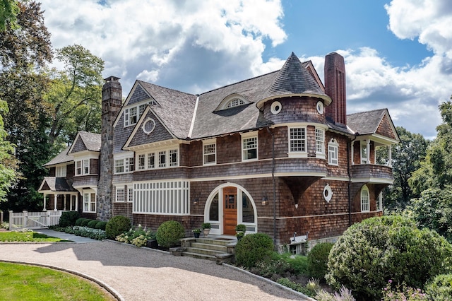 51 Ferry Bridge Rd, Washington, CT 06793 - shingle-style home with a chimney and a gate